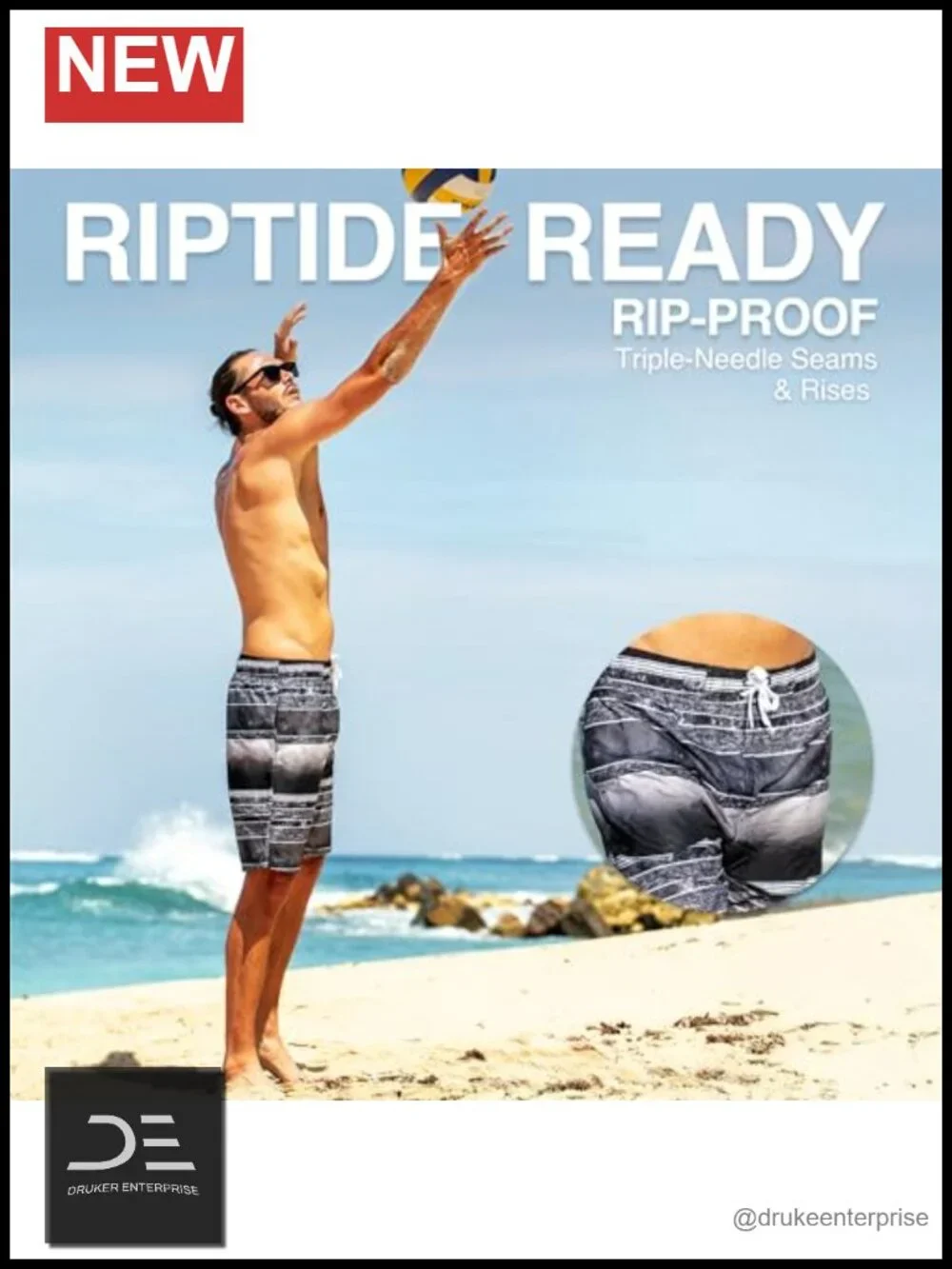 UPF 50+ Quick Dry Microfiber Swim Trunks with Mesh Lining Men's